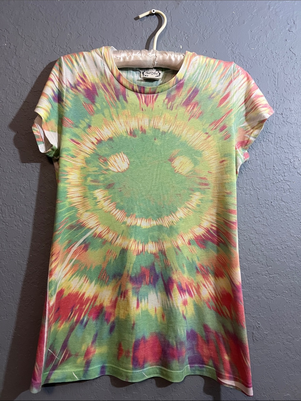 Next Era Pastel Tie-Dye Smile Tee - Green Pink Yellow